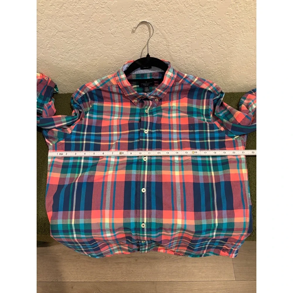 American Eagle Outfitters Mens Prep Fit Plaid Button Down Shirt Multi Color Med - Picture 5 of 5